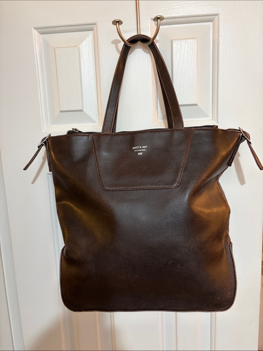 Matt & Nat Chocolate Brown Vegan Messenger Tote
